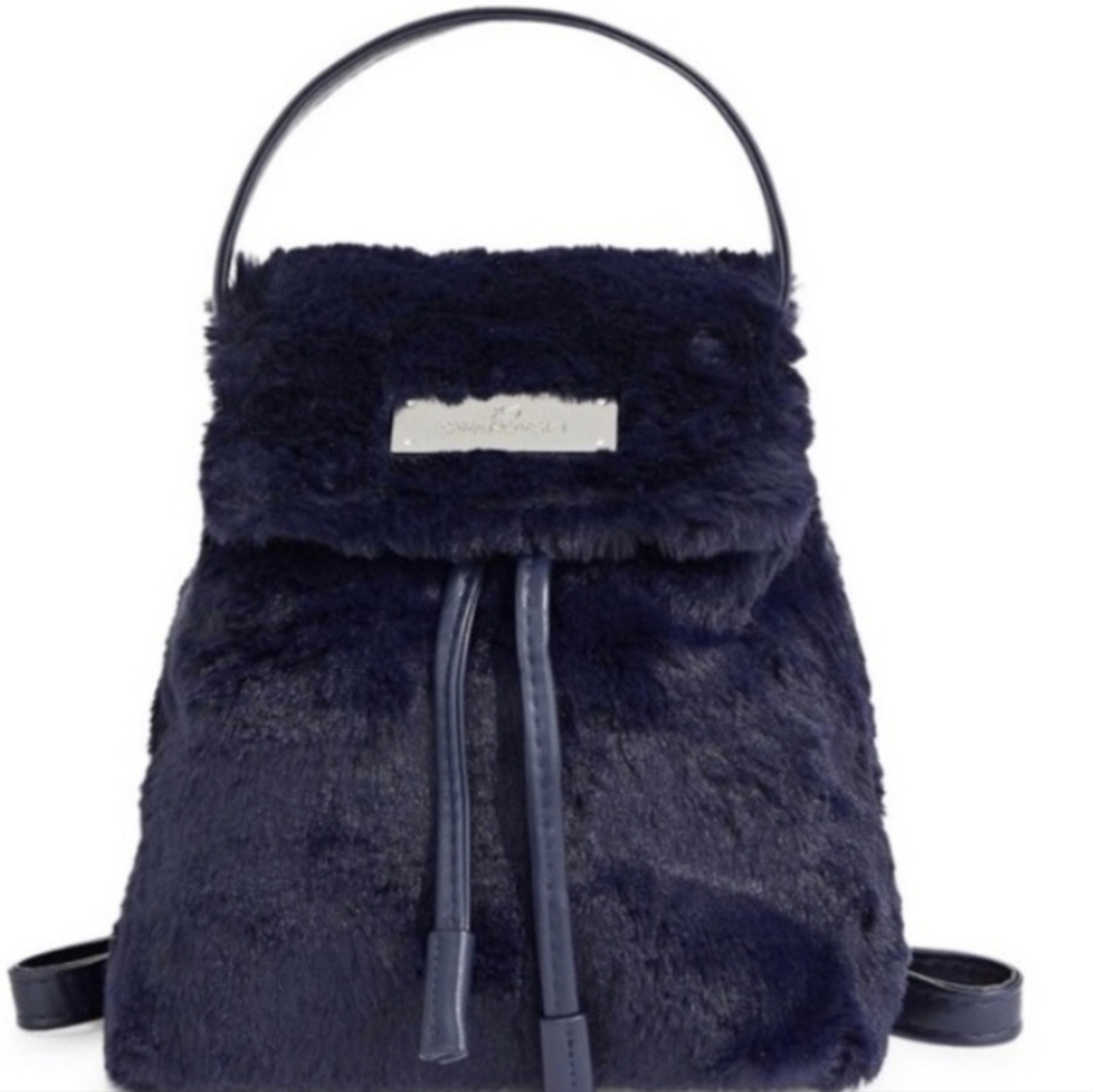 Swarovski Limited Edition Faux Fur Blue Mini Backpack